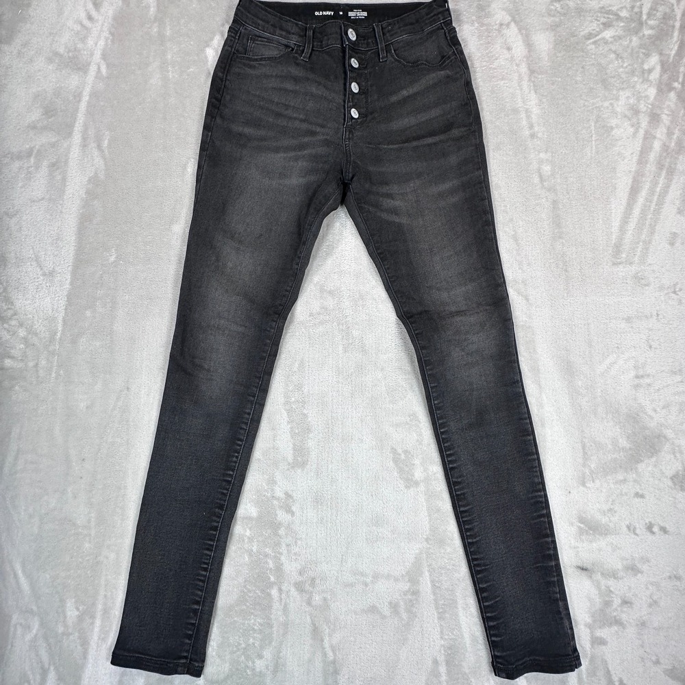 Old Navy Rockstar Super Jeggings Jeans Womens 16 Black Built-In Tough Skinny Leg